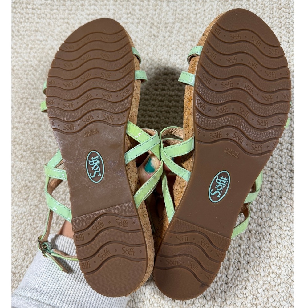 Sofft Catl 13 Sandals Womens 9.5 Green Boho Chic‎ Low Wedge Slingback Strappy - Picture 7 of 8